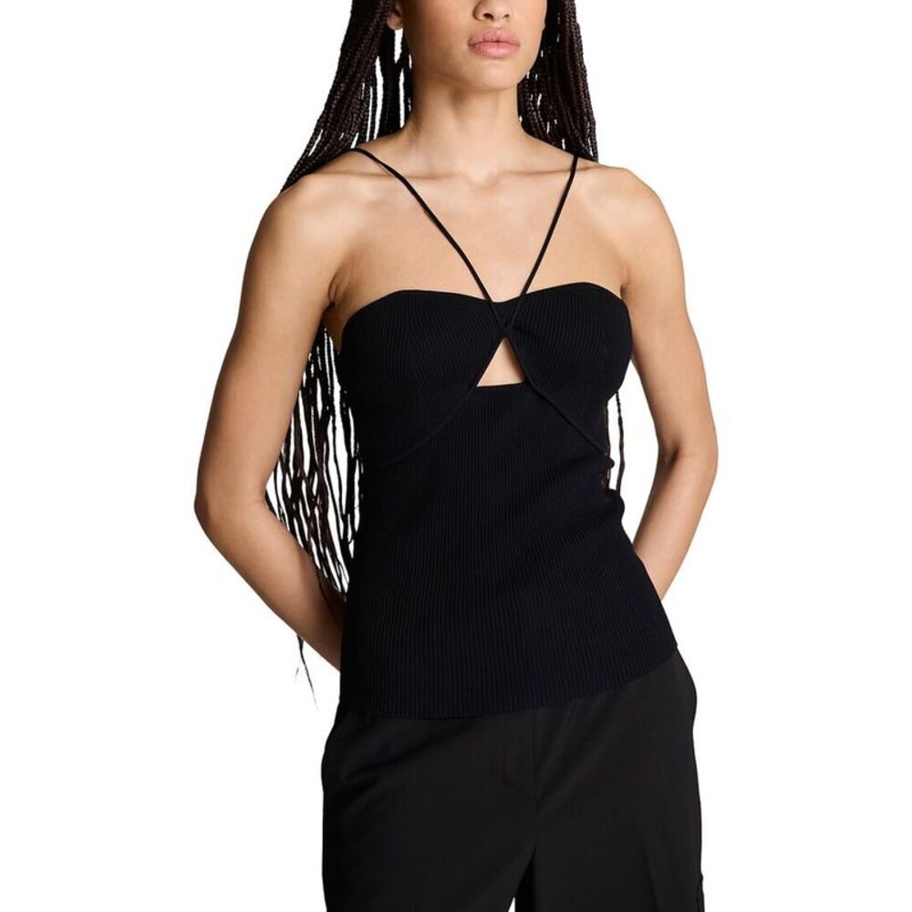 Kenneth Cole Womens Ribbed Halter Sweater